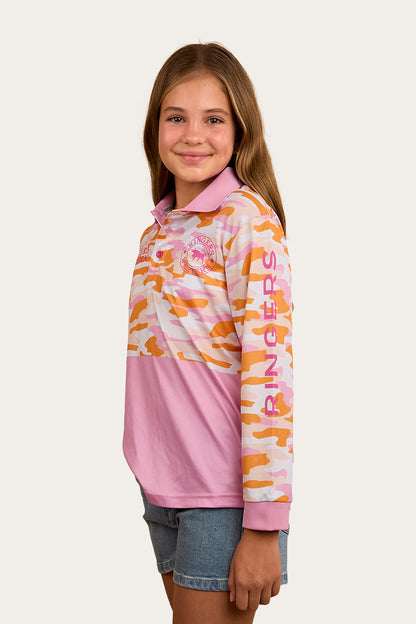 Halls Creek Kids Fishing Jersey - Pink Camo