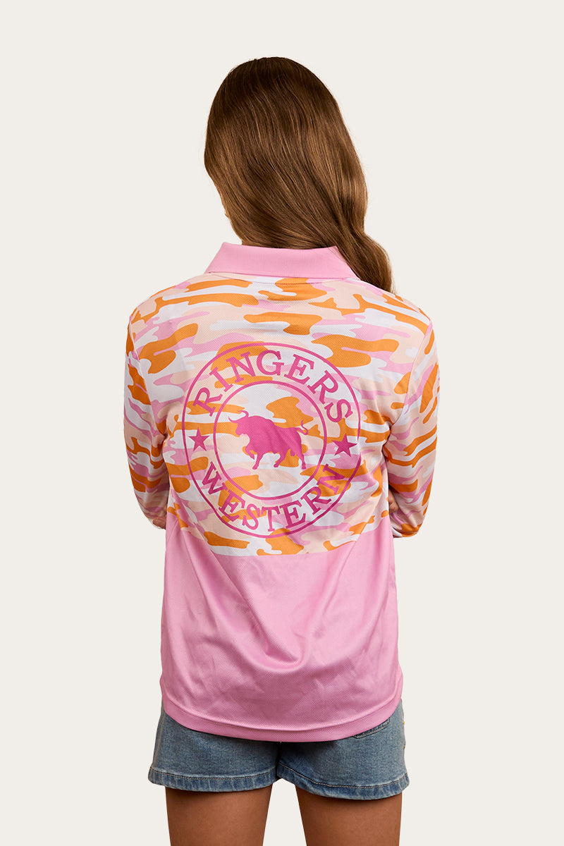 Halls Creek Kids Fishing Jersey - Pink Camo