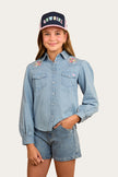 Dahlia Kids Denim Western Shirt - Light Blue