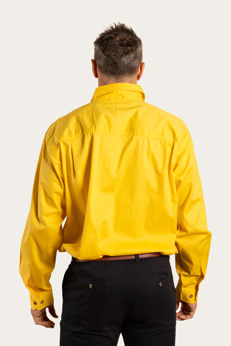 King River Mens Half Button Work Shirt - Lemon