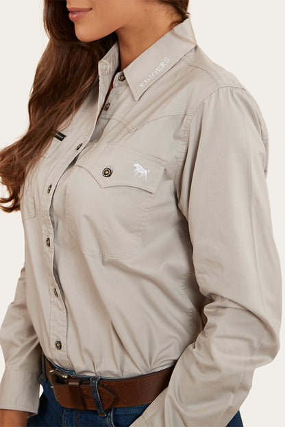 Lambert Womens Full Button Work Shirt - Beige