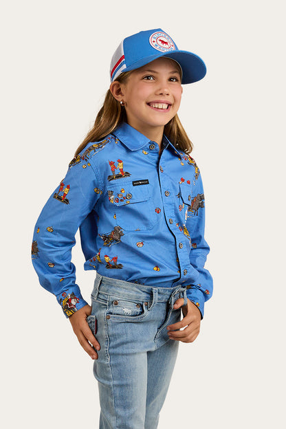 Limited Edition Kids Full Button Work Shirt - Xmas - Blue