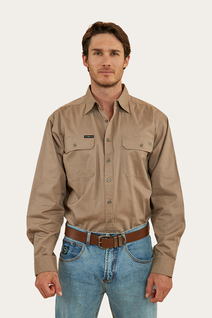 King River Mens Full Button Work Shirt - Mushroom