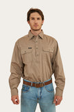 King River Mens Half Button Work Shirt - Mushroom