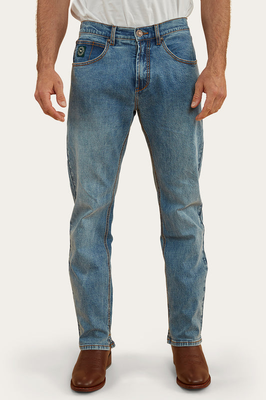 Muster Rodeo Mens Straight Leg Jeans - Mid Wash Blue