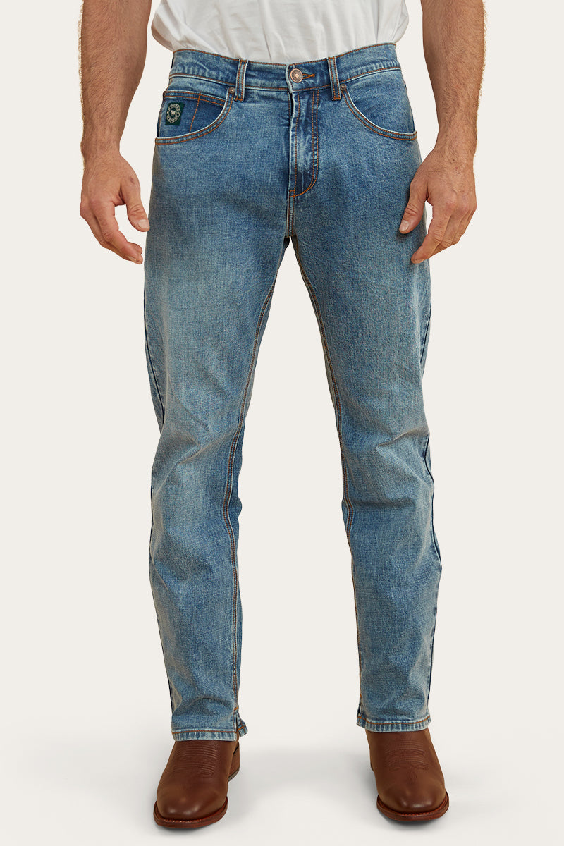 Muster Rodeo Mens Straight Leg Jeans - Mid Wash Blue