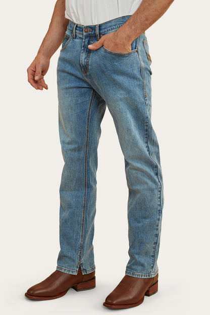 Muster Rodeo Mens Straight Leg Jeans - Mid Wash Blue