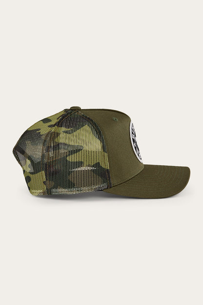 Signature Bull Kids Trucker Cap - Military Green/Camo