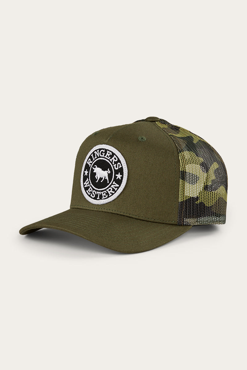 Signature Bull Kids Trucker Cap - Military Green/Camo