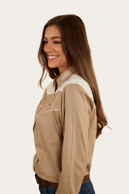 Musgraves Womens Western Shirt - Dark Sand/Off White