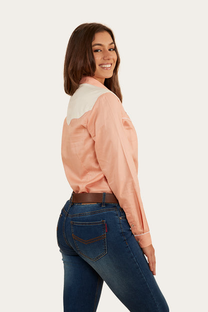 Musgraves Womens Western Shirt - Coral/Off White