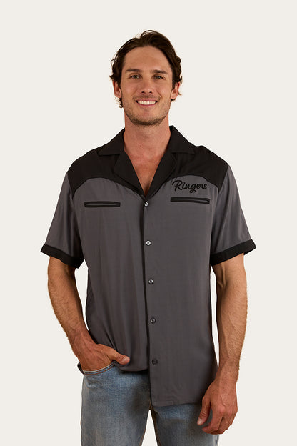 Lineman Mens Bowling Shirt - Charcoal