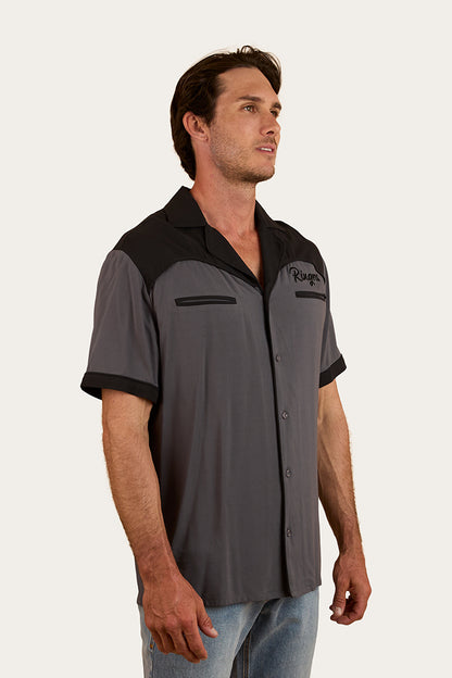 Lineman Mens Bowling Shirt - Charcoal