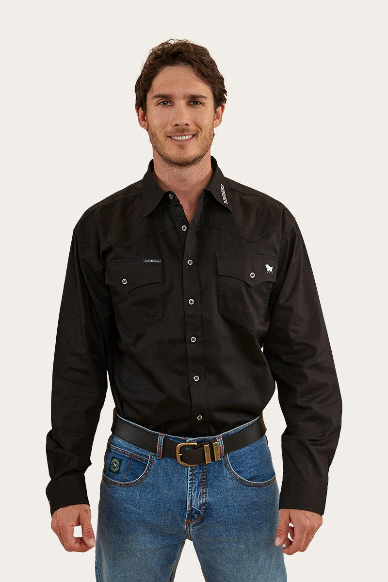 Holstein Mens Full Button Work Shirt - Black