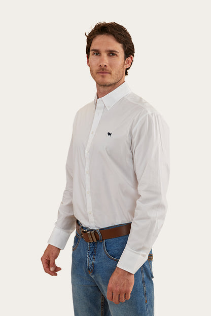 Longreach Mens Plain Dress Shirt - White