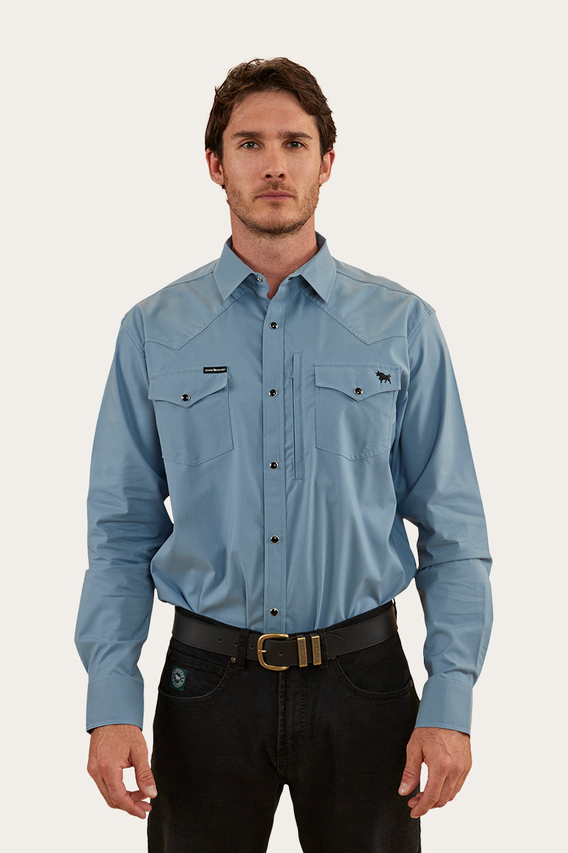 Dillinger Mens Western Shirt - Mid Blue