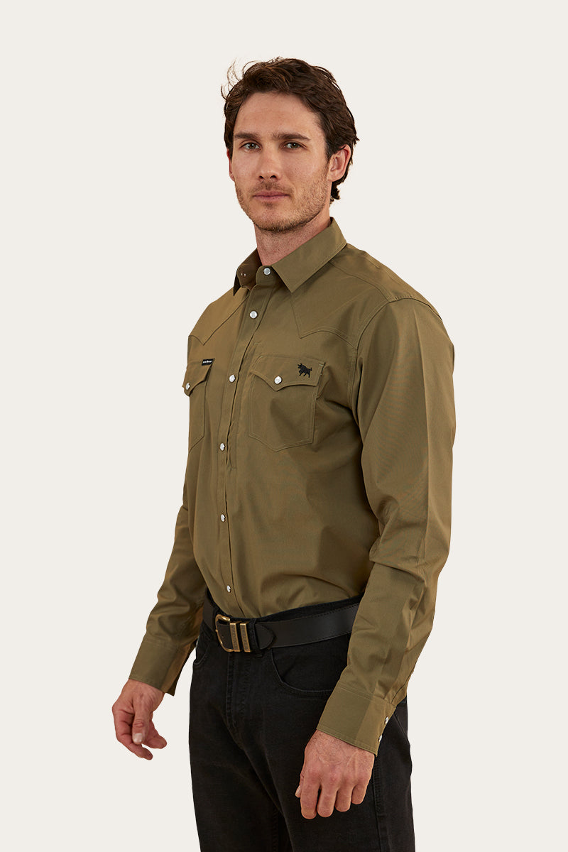 Dillinger Mens Western Shirt - Military Green