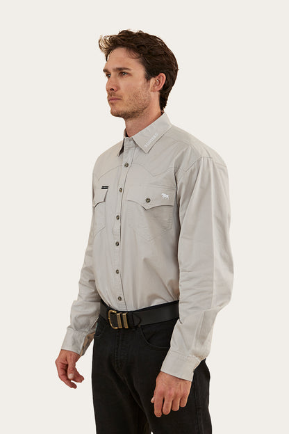 Holstein Mens Full Button Work Shirt - Beige