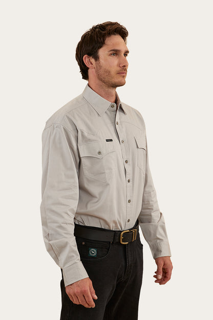 Holstein Mens Full Button Work Shirt - Beige