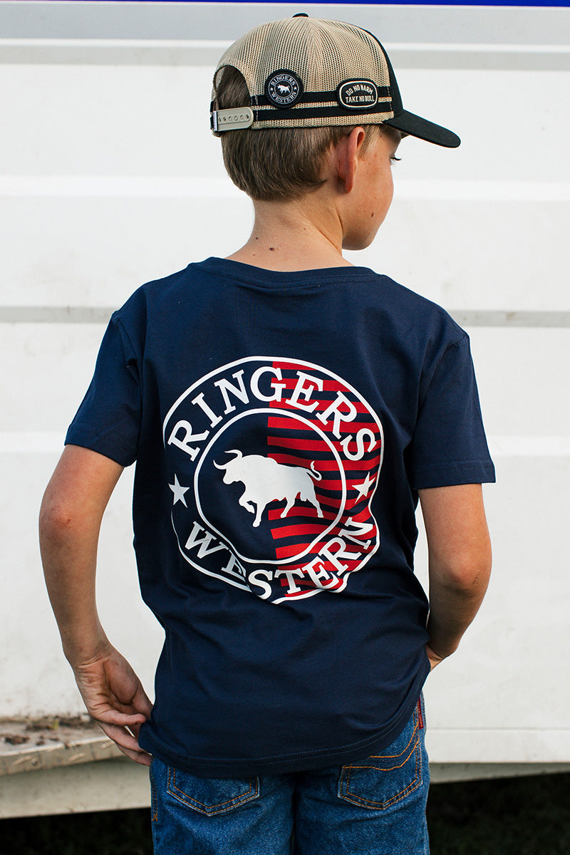 Signature Bull Flag Kids Classic Fit T-Shirt - Navy