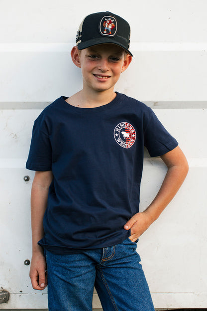 Signature Bull Flag Kids Classic Fit T-Shirt - Navy