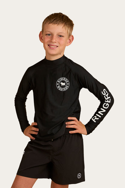 Davey Boys Swim Rashie - Black / White