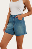 Remy Womens Denim Short - Mid Wash Blue