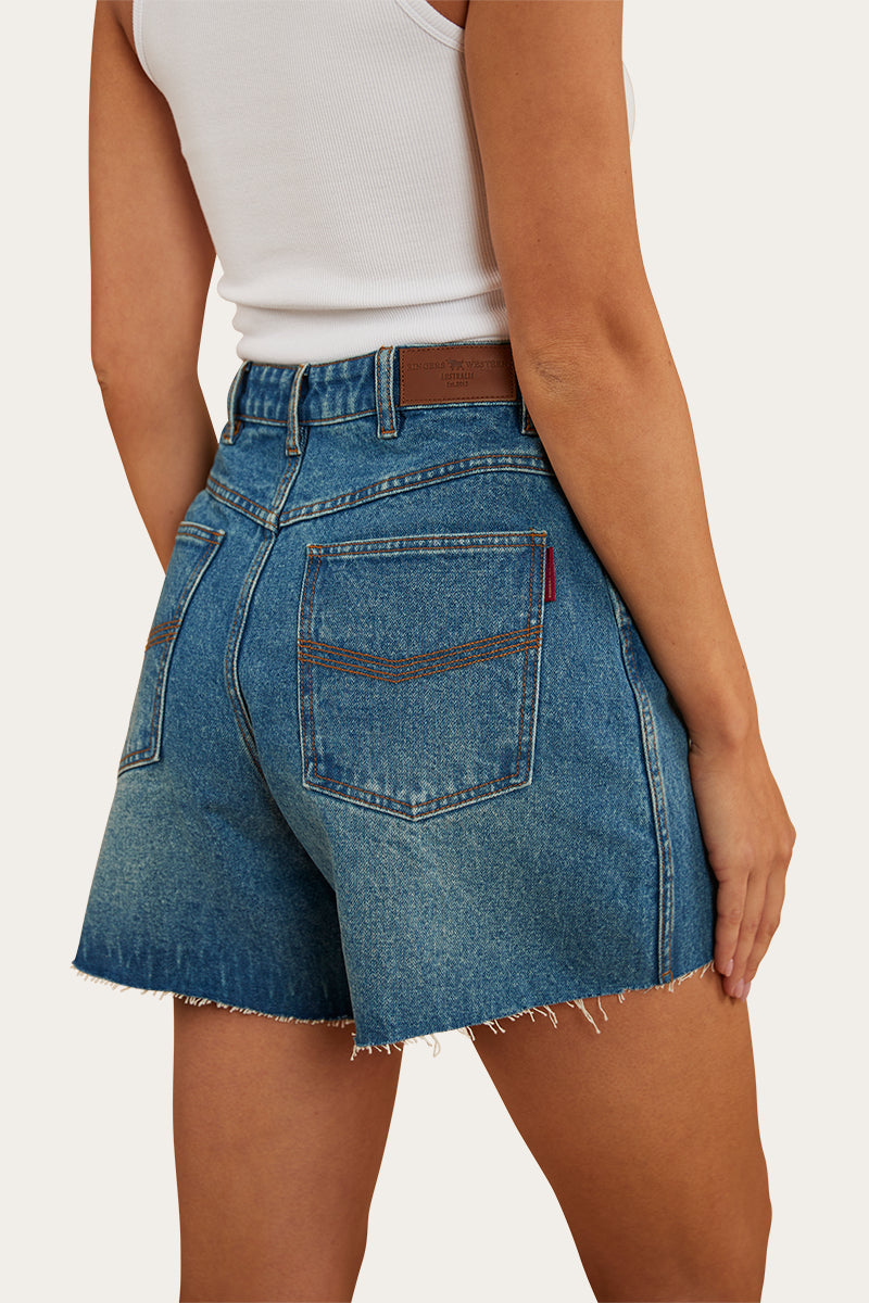 Remy Womens Denim Short - Mid Wash Blue