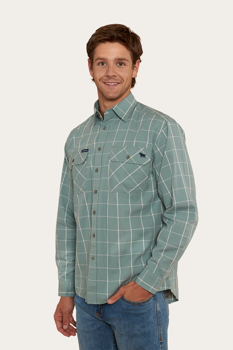 Richmond Mens Full Button Work Shirt - Sea Green