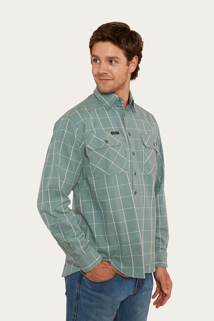 Richmond Mens Full Button Work Shirt - Sea Green