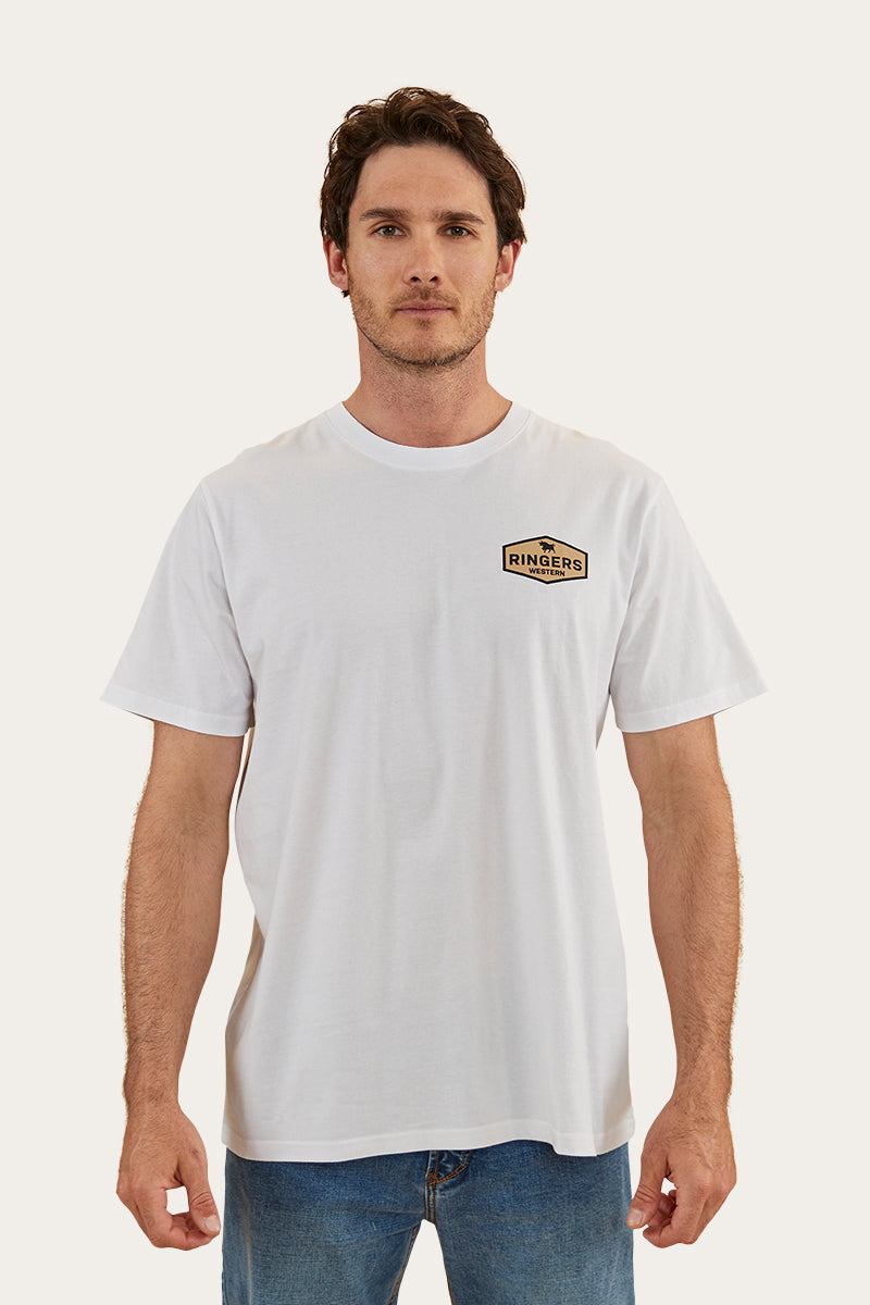 Servo Mens Loose Fit T-Shirt - White/Dark Sand