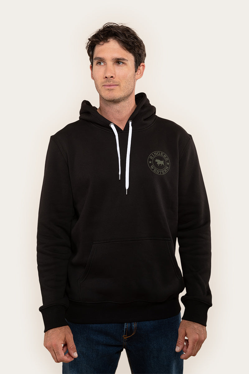 Signature Bull Mens Pullover Hoodie - Black/Military Green