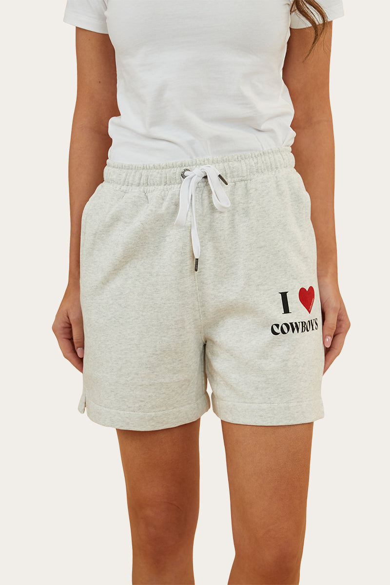 I Heart Cowboys Womens Short - Light Grey Marle