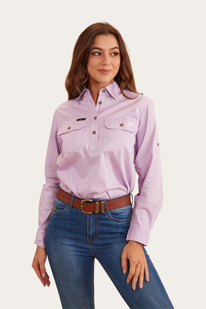 Pentecost River Womens Half Button Work Shirt - Lavender