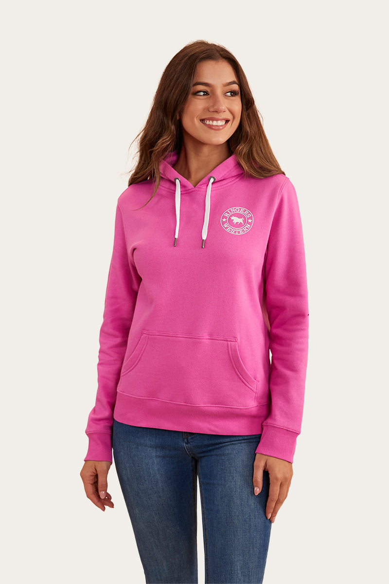 Signature Bull Womens Pullover Hoodie - Candy/White