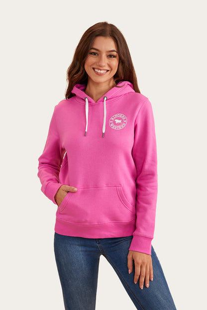 Signature Bull Womens Pullover Hoodie - Candy/White