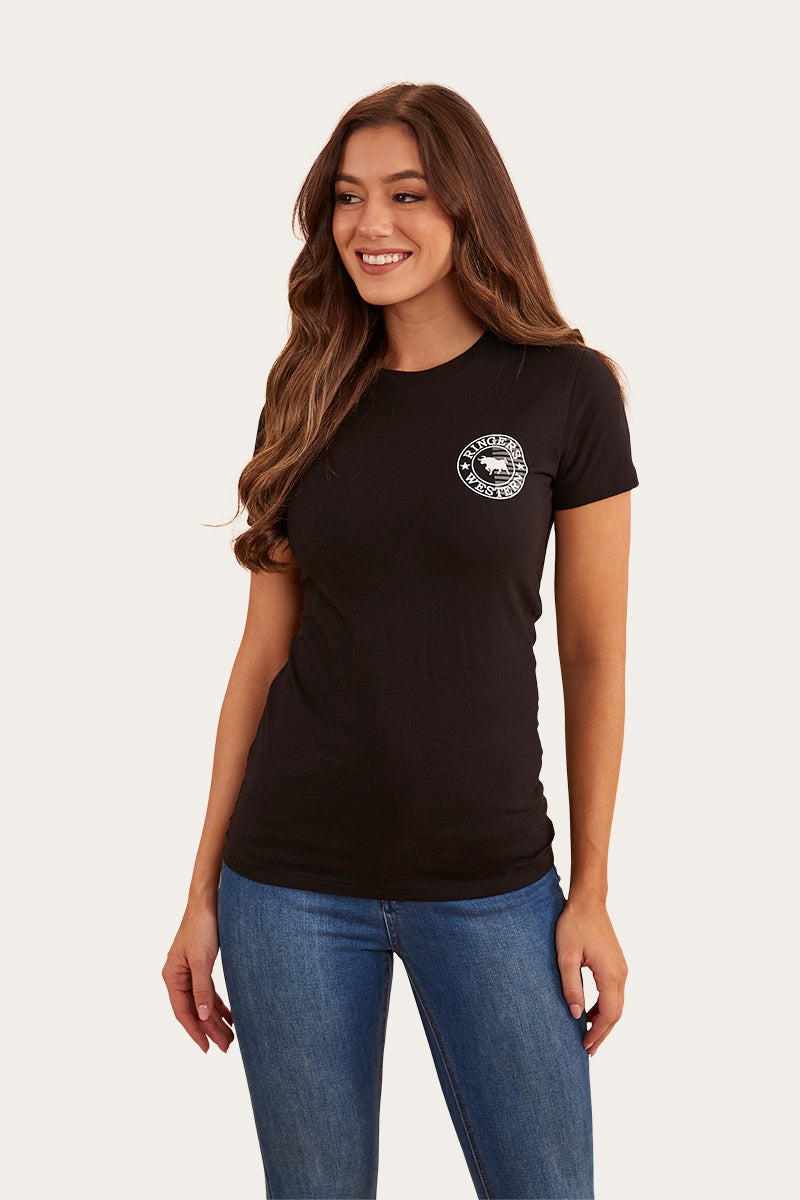 Signature Bull Flag Womens Classic Fit T-Shirt - Black