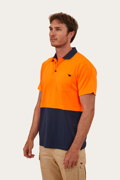 Crossroad Mens Hi-Vis Polo - Neon Orange Red