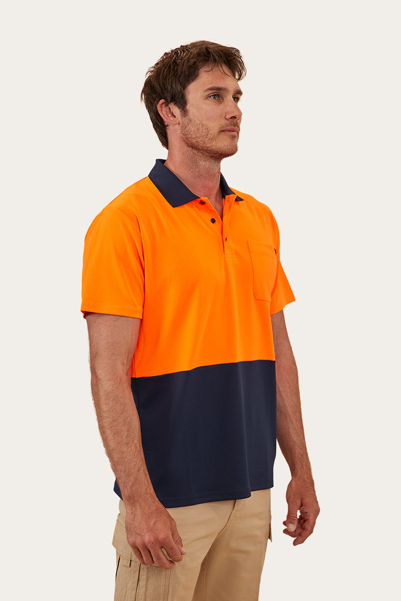 Crossroad Mens Hi-Vis Polo - Neon Orange Red