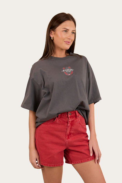 Wild Eyes Oversized Womens T-Shirt - Washed Black