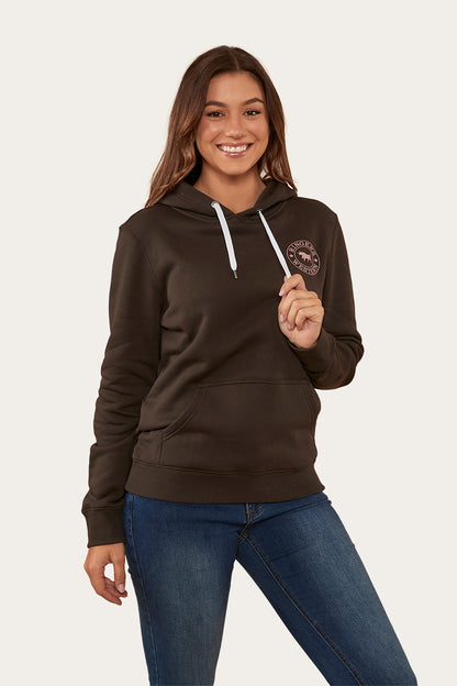 Signature Bull Womens Pullover Hoodie - Charcoal/Rosey