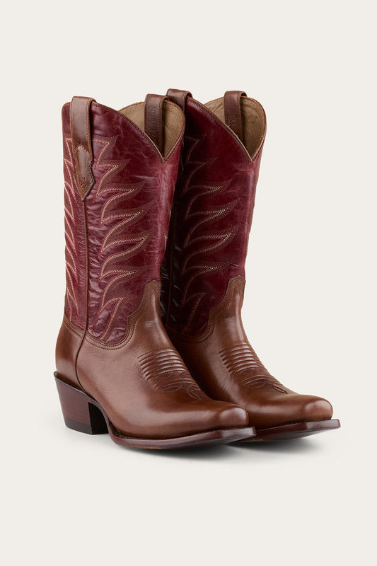 Longreach Womens Cuban Heel Boot - Cherry Red