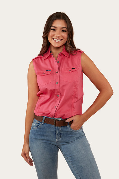 Pentecost River Womens Sleeveless Work Shirt - Melon