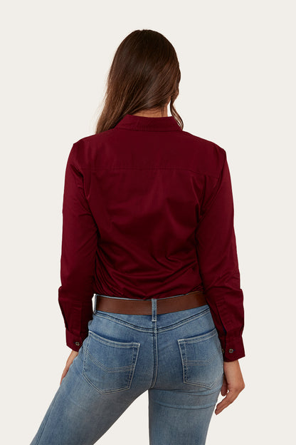 Pentecost River Womens Full Button Work Shirt - Burgundy