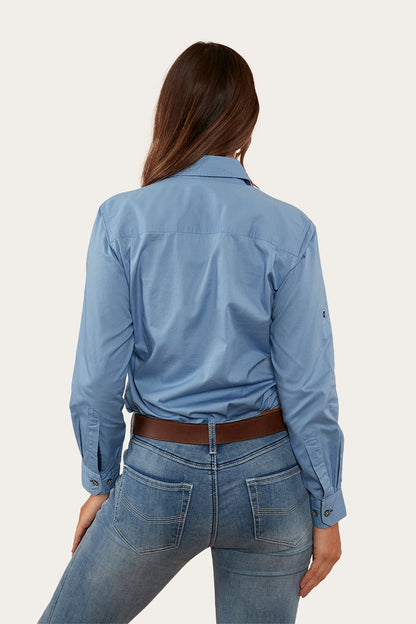 Pentecost River Womens Full Button Work Shirt - Denim Blue