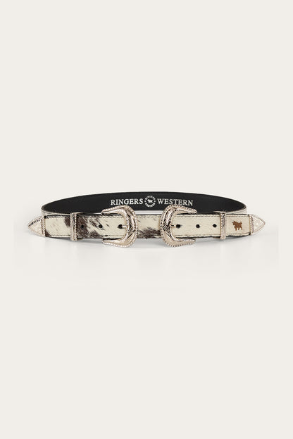 Zoey Double Buckle Belt - Black/White