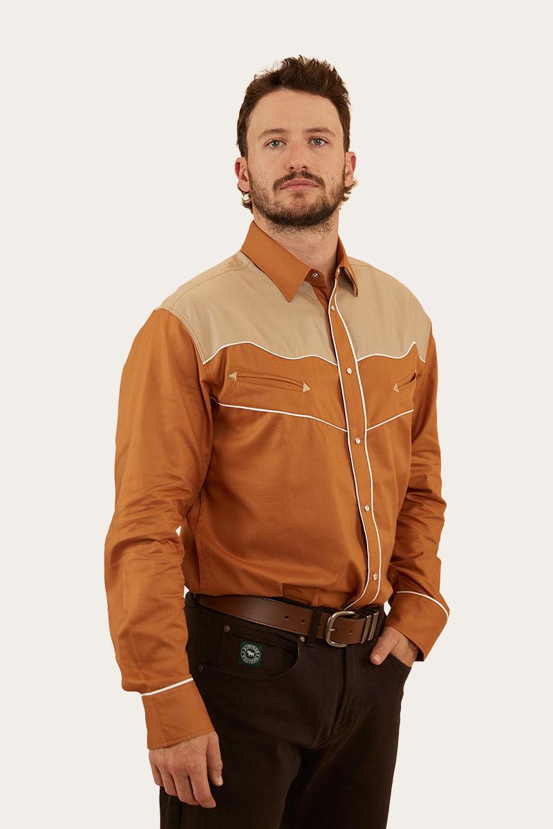 McGraw Mens Western Shirt - Toffee/Dark Sand