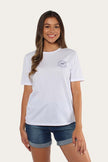 Signature Bull Womens Loose Fit T-Shirt - White/Faded Denim