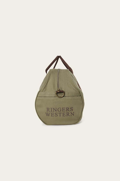 Gundagai Duffle Bag - Khaki with Deep Brown Print