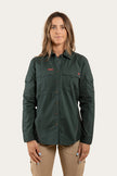 Rosebery Womens Ripstop Full Button Work Shirt - Forest Green